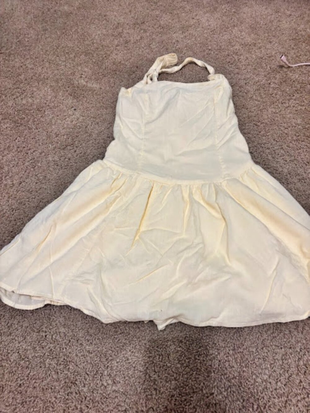 Hollister Drop Waste Yellow High Neck Mini Dress